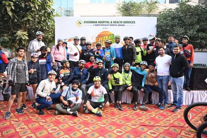Dwarka cycling community celebrates better health in dwarka cyclothon